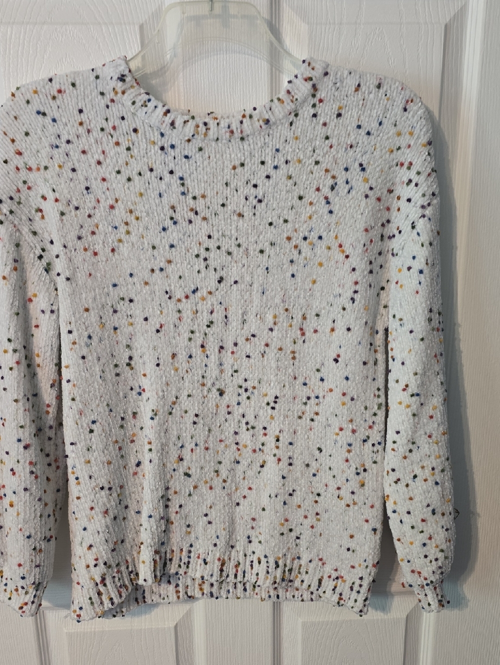 White Confetti Speckled Knit Sweater